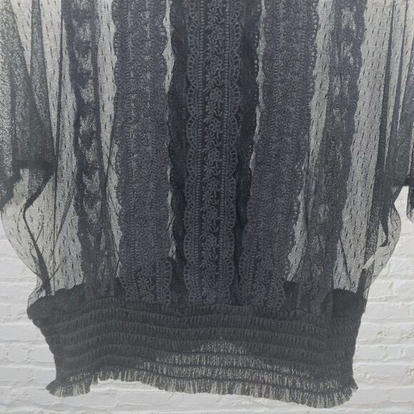 Zara Black Embroidered Lace Top XS - Picture 12 of 13